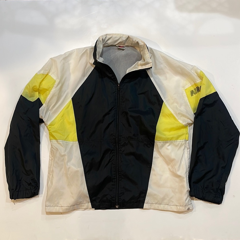 Vintage Nike Windbreaker Jacket Colorblock 90s Tag Size Large White Yellow Black